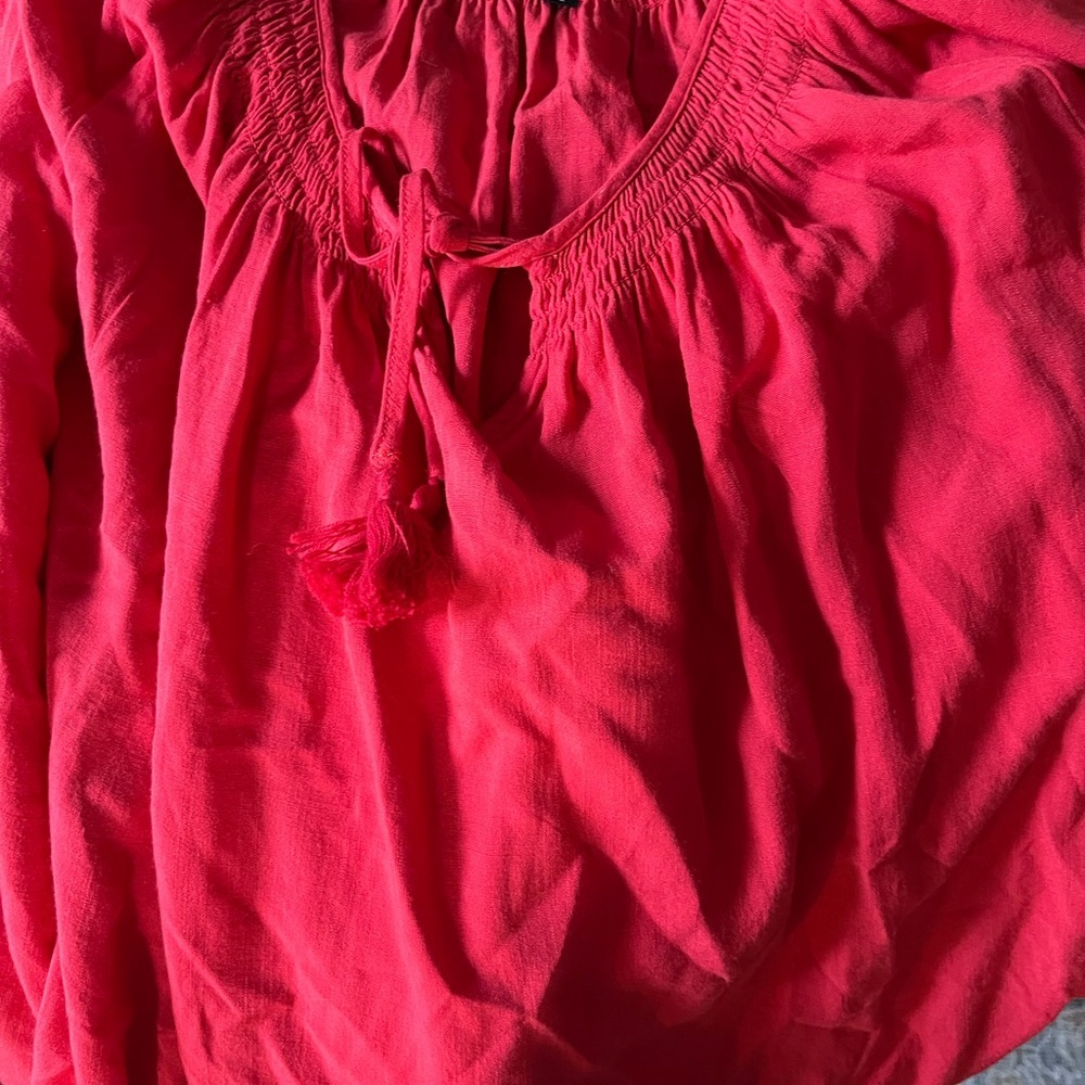 RW&CO. Boho Cotton Smocked Peasant Sleeve Top L